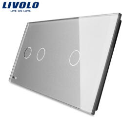 LIVOLO Panou intrerupator dublu + simplu cu touch Livolo din sticla (1420)