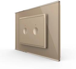 LIVOLO Intrerupator dublu cu touch Livolo cu rama din sticla, standard Italian 3m , Serie noua (VL-FC2-3AP)