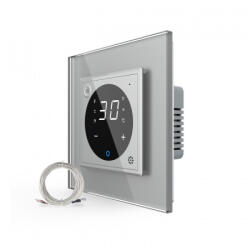 LIVOLO Termostat cu fir pentru incalzire in pardoseala, afisaj electronic, Generatie Noua EC, cu touch-screen, cu rama de sticla (VL-FCQ1Z2-P7E-2I)