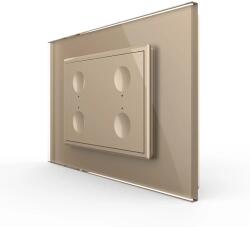 LIVOLO Intrerupator cvadruplu cu touch Livolo cu rama din sticla, standard Italian 3m , Serie noua (VL-FC4-3AP)