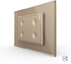LIVOLO Intrerupator cvadruplu cap scara cap cruce cu touch Livolo cu rama din sticla, standard Italian 3m, Serie noua (VL-FC4S-3AP)