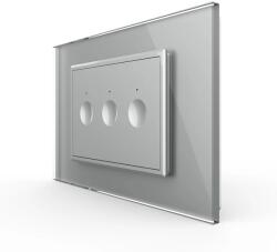LIVOLO Intrerupator triplu cu touch Livolo cu rama din sticla, standard Italian 3m , Serie noua (VL-FC3-3IP)