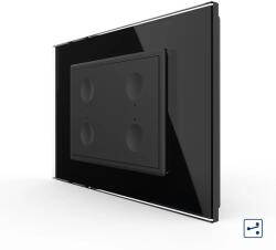 LIVOLO Intrerupator cvadruplu cap scara cap cruce cu touch Livolo cu rama din sticla, standard Italian 3m, Serie noua (VL-FC4S-3BP)