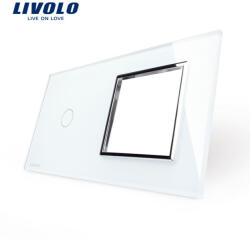 LIVOLO Panou intrerupator simplu cu touch si priza simpla Livolo din sticla (1427)