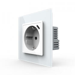 LIVOLO Priza simpla Schuko + slot USB Tip-C, Standard German 2M, cu rama sticla (VL-FCTF16A.UC18W-P7E-2WP)