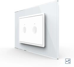 LIVOLO Intrerupator dublu cap scara cap cruce cu touch Livolo cu rama din sticla, standard Italian 3m , Serie noua (VL-FC2S-3WP)