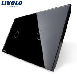 LIVOLO Panou intrerupator simplu + simplu cu touch Livolo din sticla (1414)