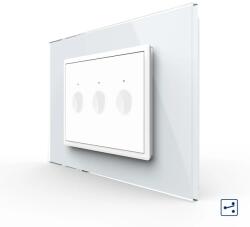 LIVOLO Intrerupator triplu cap scara cap cruce cu touch Livolo cu rama din sticla, standard Italian 3m , Serie noua (VL-FC3S-3WP)