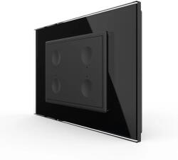 LIVOLO Intrerupator cvadruplu cu touch Livolo cu rama din sticla, standard Italian 3m , Serie noua (VL-FC4-3BP)