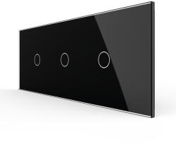 LIVOLO Intrerupator Simplu + Simplu + Simplu cu Touch LIVOLO cu Rama Din Sticla, 6M, Standard Italian (VL-FC1/1/1-6W) - gilan - 259,00 RON