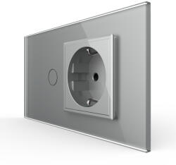 LIVOLO Intrerupator Simplu + Priza LIVOLO cu Rama Din Sticla 4M, Standard Italian (VL-FC1/FCTC-4I)