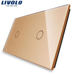 LIVOLO Panou intrerupator simplu + simplu cu touch Livolo din sticla (1413)