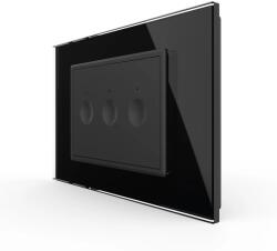 LIVOLO Intrerupator triplu cu touch Livolo cu rama din sticla, standard Italian 3m , Serie noua (VL-FC3-3BP)