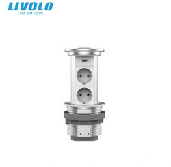 LIVOLO Priza incastrabila Pop Up, Silver, echipata cu USB + 2 prize 2M (1464)