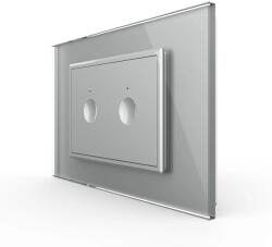 LIVOLO Intrerupator dublu cu touch Livolo cu rama din sticla, standard Italian 3m , Serie noua (VL-FC2-3IP)