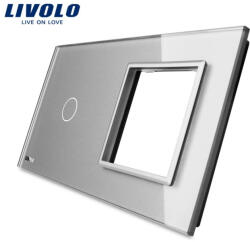 LIVOLO Panou intrerupator simplu cu touch si priza simpla Livolo din sticla (1429)