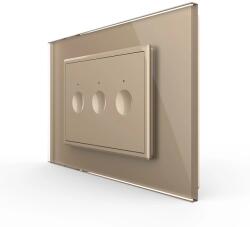 LIVOLO Intrerupator triplu cu touch Livolo cu rama din sticla, standard Italian 3m , Serie noua (VL-FC3-3AP)