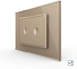 LIVOLO Intrerupator dublu cap scara cap cruce cu touch Livolo cu rama din sticla, standard Italian 3m , Serie noua (VL-FC2S-3AP)
