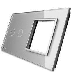 LIVOLO Panou intrerupator dublu cu touch + priza simpla Livolo din sticla (1432)