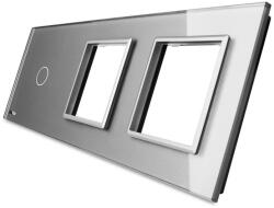 LIVOLO Panou intrerupator simplu cu touch si 2 prize Livolo din sticla (1436)