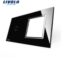 LIVOLO Panou intrerupator simplu cu touch si priza simpla Livolo din sticla (1430)