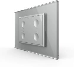 LIVOLO Intrerupator cvadruplu cu touch Livolo cu rama din sticla, standard Italian 3m , Serie noua (VL-FC4-3IP)