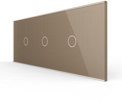LIVOLO Intrerupator Simplu + Simplu + Simplu cu Touch LIVOLO cu Rama Din Sticla, 6M, Standard Italian (VL-FC1/1/1-6A)