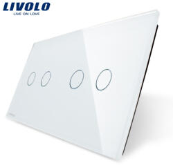 LIVOLO Panou intrerupator dublu + dublu cu touch Livolo din sticla (1415)