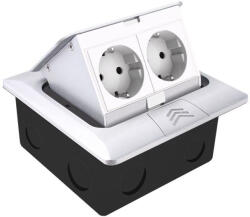 LIVOLO Carcasa prize incorporabile pardoseala + 2 prize Schuko, 4M, Gri