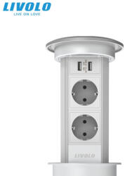LIVOLO Priza retractabila inteligenta 2 x Schuko + 2 x USB (1462)