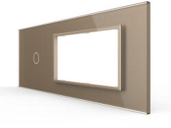 LIVOLO Panou Intrerupator Simplu cu 2 Prize LIVOLO din Sticla, Standard Italian , 6 7M (1594)