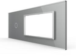LIVOLO Panou Intrerupator Simplu cu 2 Prize LIVOLO din Sticla, Standard Italian , 6 7M (1596)