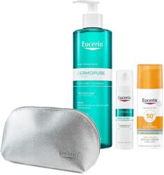 Eucerin Комплект - Измиващ гел, Слънцезащитен гел-крем и Флуид с тройно действие, 400 + 50 + 40 ml