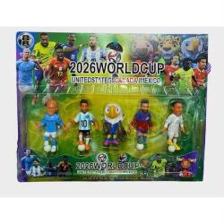  Set 5 Figurine Fotbal Campionatul Mondial 2026 cu Jucatori si Mascota