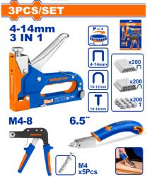 WADFOW Set capsator tapiterie 3A n1, cleE te montaj dibluri M4, M8, extractor capse, 600 capse incluse