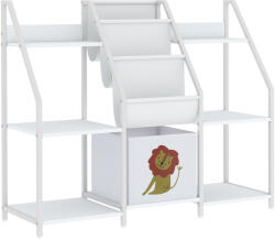 AIYAPLAY Bibliotecă și Organizator de Jucării pentru Copii, Metal, PAL, 93 x 30 x 76 cm, Alb | Aosom Romania (311-126V00WT)