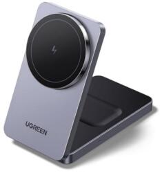 UGREEN Incarcator wireless Ugreen MagFlow 2-in-1 20W, Qi, compatibil MagSafe, Gri (W528-45056)