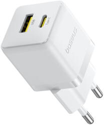 Baseus Incarcator de retea Baseus Palm 30W, 1x USB-C, 1x USB-A, Alb (P1011160A213-00)