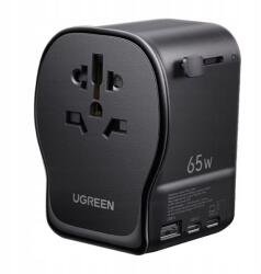 UGREEN Incarcator retea Ugreen Travel Adapter, GaN 65W, 2x USB-C, 1x USB-A, 3-Pin US/UK/EU/AUS/CN, Negru (S550-55001) - dwyn