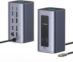Baseus Docking Station Baseus Nomos NU1 Air Spacemate 12-in-1, 100W PD, 4K, USB-C, 10Gbps, Gri (B0114400) - dwyn