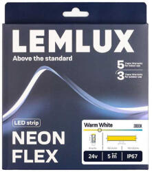Lemlux LED NEON FLEX 24Vdc, 9.6W/m, 144LED/m, 3000K, 4x10mm, 5m tekercs, IP68