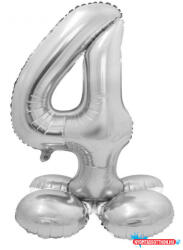 Számok Ezüst 4-es Silver szám fólia lufi talppal 72 cm (JAV_MLG145915)