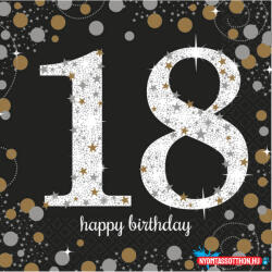 Boldog Születésnapot Happy Birthday 18 Gold szalvéta 16 db-os 33x33 cm (JAV_DPA9900556)