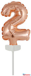 Számok Színes Rose Gold 2-es szám fólia lufi tortára 13 cm (JAV_DPA9912696)