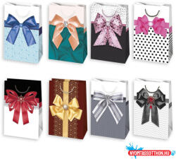  Színes Elegant Bow papír ajándéktasak, ajándékzacskó 10x16x6 cm (JAV_PKK771612)