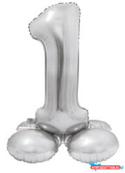 Számok Ezüst 1-es Silver szám fólia lufi talppal 72 cm (JAV_MLG144581)