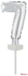 Számok Ezüst Silver 7-es szám fólia lufi tortára 13 cm (JAV_DPA9912691)