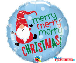 Karácsony Merry Christmas Gnome, Karácsonyi fólia lufi 46 cm (JAV_MLG197663)