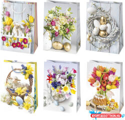 Húsvét Flowers papír ajándéktasak, ajándékzacskó 23x32x11 cm (JAV_PKK768339)
