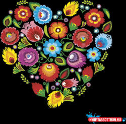  Virág Folk Heart Black szalvéta 20 db-os 33x33 cm (JAV_PKK058545)
